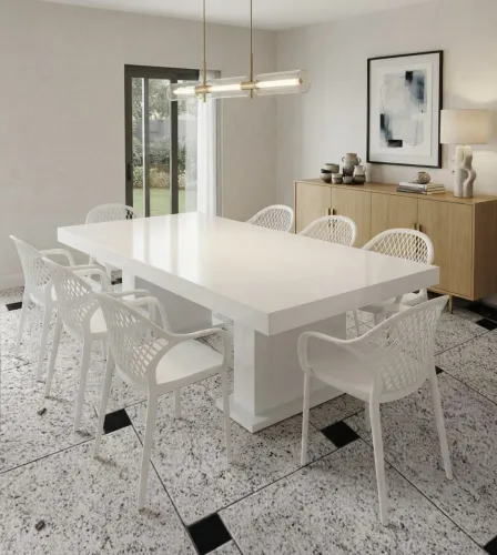 Mesa de Jantar Línea/Moderna [Cor: Branca/Preta/Mel]