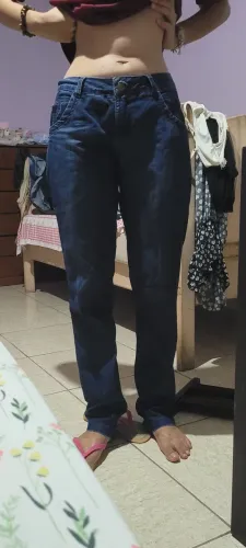 Calça jeans cintura baixa cano largo 38/40