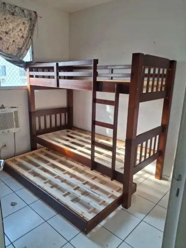 Beliche De Madeira Com Auxiliar Novo/Entrega É Montagem Grátis Loja RL Moveis