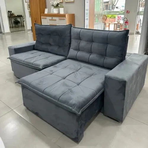 Sofa Retrátil 2,50 Londres Veludo Premium - Estofados Linhares