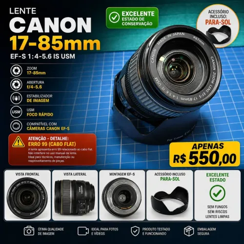 Lente Canon 17 - 85mm / com detalhe