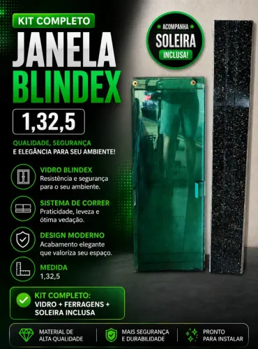 Janela Blindex 4 Folhas + Soleira | Excelente Estado