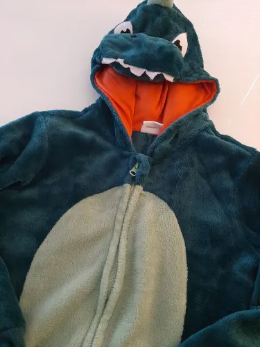 Macacão fantasia pijama dinosauro jacaré verde 10 anos infantil 