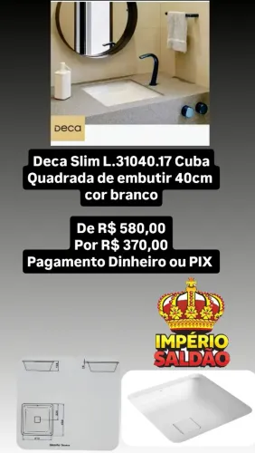 Deca Slim L.31040.17 Cuba Quadrada de embutir 40cm cor branco
