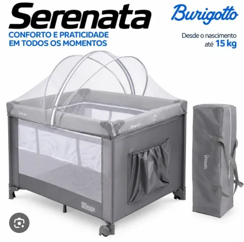 Berço Burigotto Serenata novo + colchão Ortobom novo + outro colchão Ortobom seminovo 