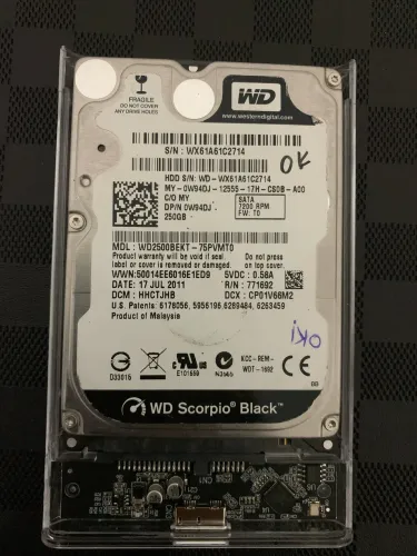 HD de 250GB de 7200RPM da WD Scorpio (Black)