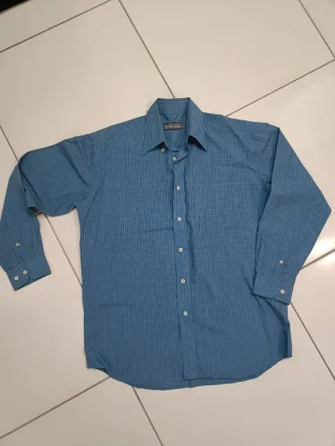 Camisa manga longa, Empório Colombo Tam 2 tradicional usada azul quadriculada
