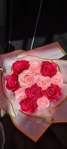Buquê flores cetim