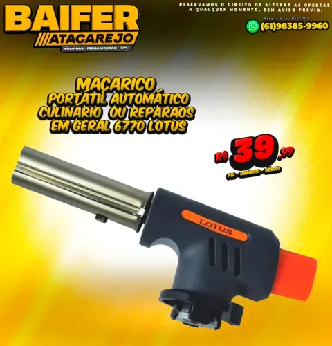Maçarico Portátil Automático Culinário ou Reparos em Geral 6770 Lotus