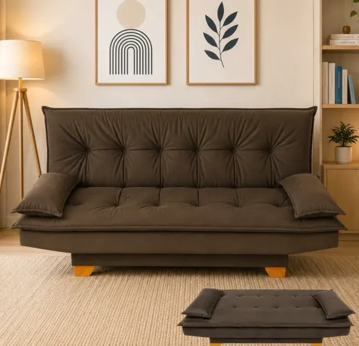 Sofá Cama Marrom Confort Plus 1,88 m