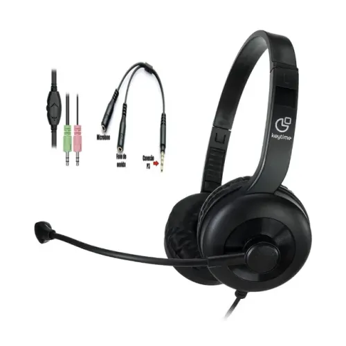 Headset Office Keytime Maxom, Cabo 1.8m (Conexão 2XP2)(Com Adaptador P3) - WZetta