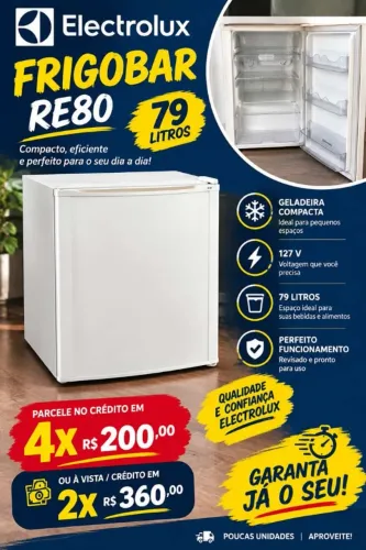 Frigobar Electrolux RE80 - Parcelamento no Cartão de Crédito