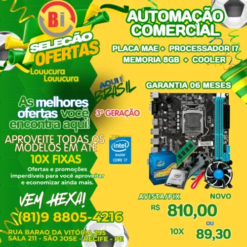Kit Upgrade Gamer Intel H61 i7 3770 DDR3 8GB mATX  - Em ate 10x Fixas 