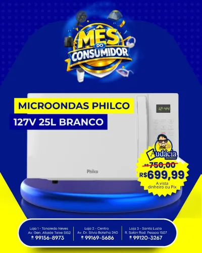 Micro-ondas Philco 25L Branco