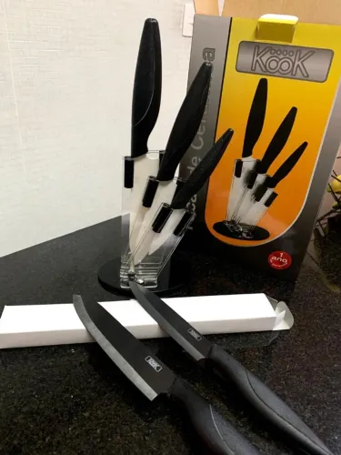 Jogo de facas Kook com suporte acrílico - novo