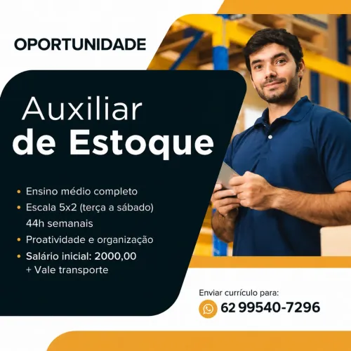 Auxiliar de estoque na 44 - vaga para homem
