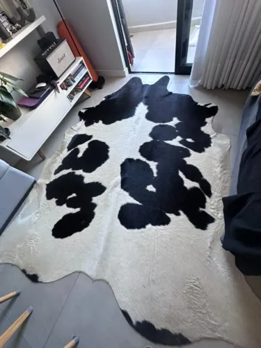 Tapete couro vaca verdadeiro para sala ou quarto