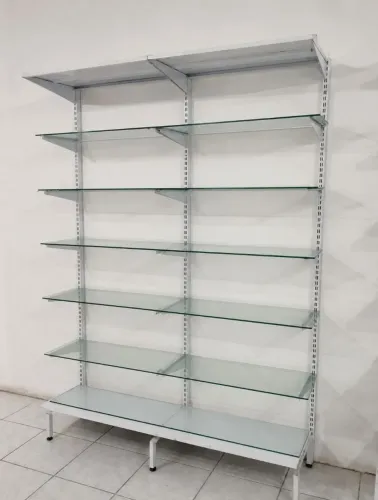 Estante de aço comercial com prateleiras de vidro (Valor unitário)
