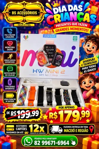 Smartwatch HW Mini 2 + 7 Pulseiras 