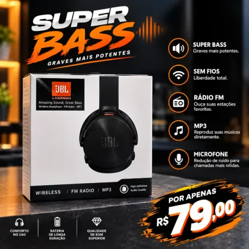 Fone Bluetooth preto novo