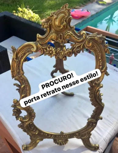 Porta retrato bronze antigo dourado Luis xv art Noveau vintage