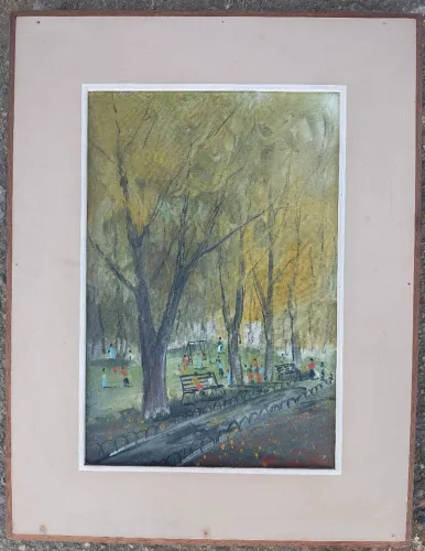Pintura Original "Bosque e Crianças" (1985) - Sviech