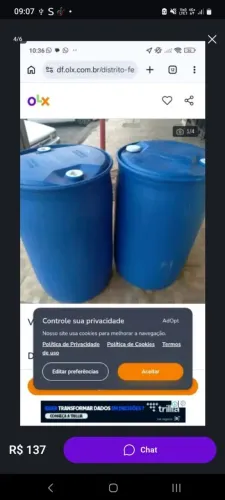 Vendo tambores de latão e plástico para várias utilidades e cores.