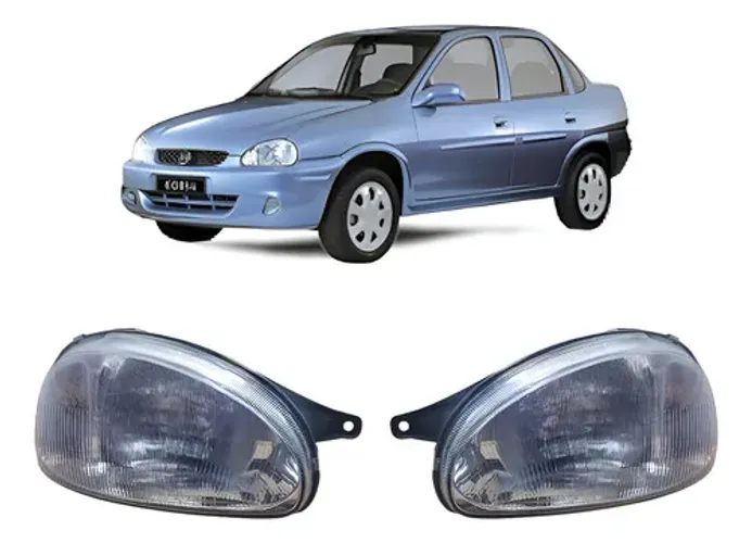 Par Farol Corsa 1994 A 1999 2000 A 2010 Carcaça Preta Ambos Lados
