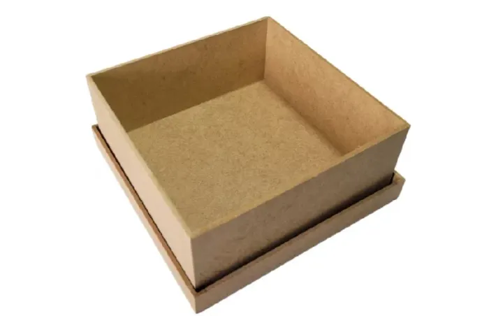 Kit 10 bandejas quadradas com tampa MDF lisa tamanho 20x20 cm
