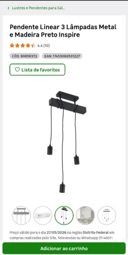 pendente linear 3 lâmpadas