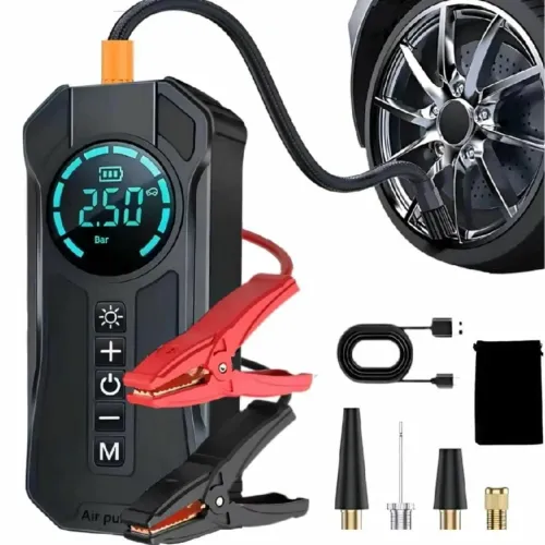 Auxiliar de partida compressor a ar Power bank 4 em 1