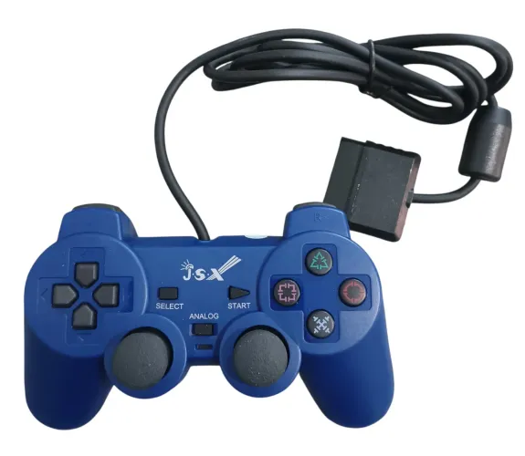 Controle PS2 e PS1 Com Fio 1,8m - Azul