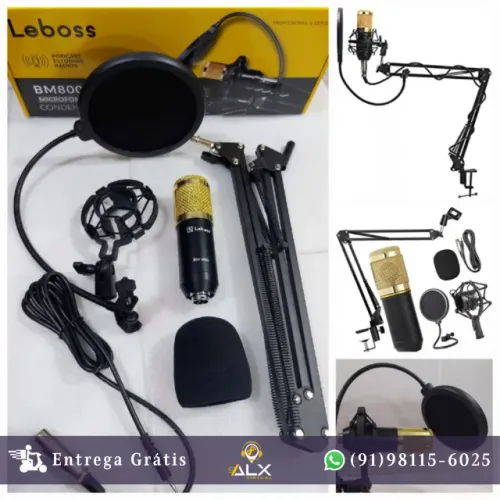 Microfone Condensador Com Suporte Articulado Leboss *ENTREGA GRÁTIS*