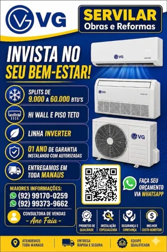 Venda de Split de 9 a 60k VG Inverter 