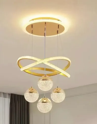 Lustre de teto de luxo para sala de jantar com 3 cores 