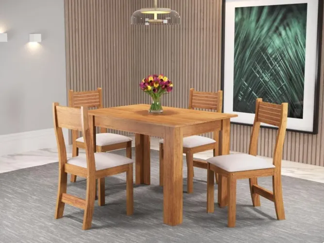 Conjunto mesa de jantar 4 Cadeiras Palace