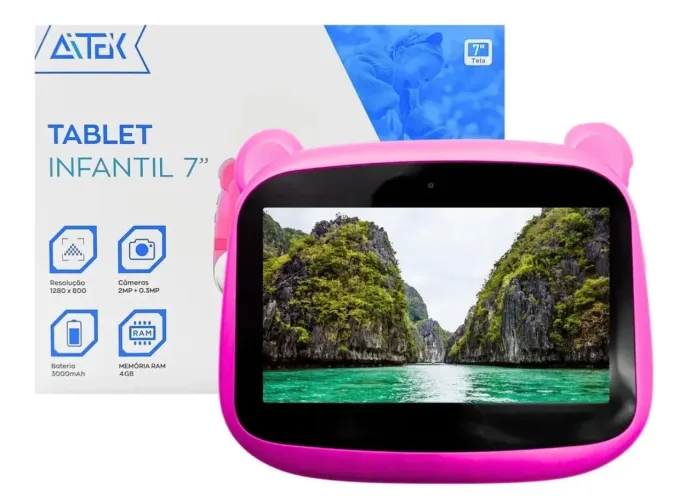 Tablet Infantil  Android 13 Tela 7'' WiFi Bluetooth 4GB 