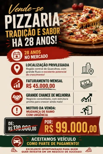 Passo ponto de pizzaria com urgência em Guarulhos 