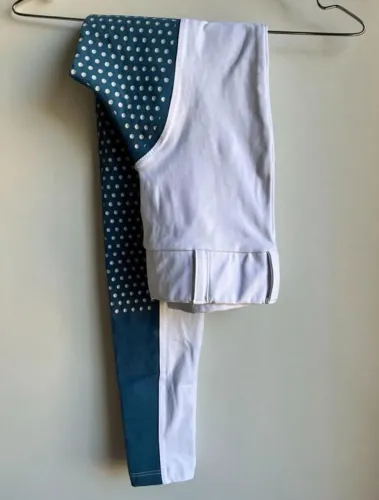 Legging de Hipismo Lucky_U Branca e Azul com Grip