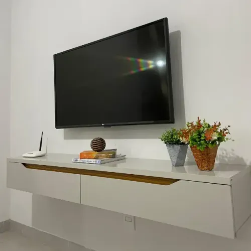 Rack Suspenso Slim Curvo 180cm Tv Até 65 Moderno