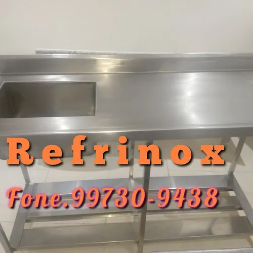 Mesa de inox coifa gourmet em inox 