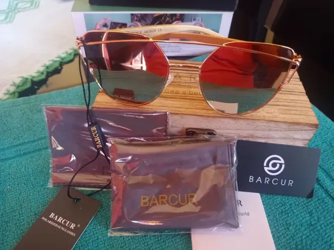 Óculos De Sol Madeira Série Luxo BARCUR - Uv 400 Polarizado, Pink - Estojo Madeira