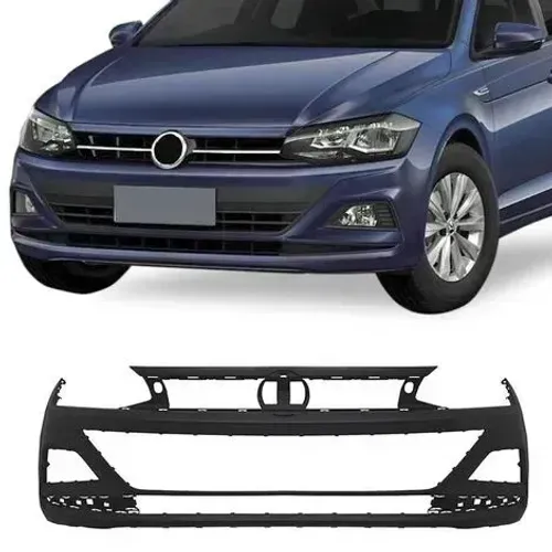 Parachoque Volkswagen Polo 2018 à 2022 - Dianteiro Preto Liso - Loma Plast