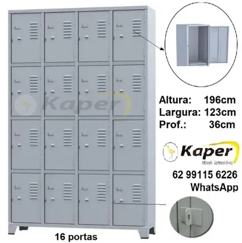 armário Roupeiro 16 portas aço ( Produto novo )
