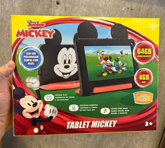 Lacrado Tablet Infantil Mickey 64Gb + 4Gb Tela 7', Wi-Fi, Bluetooth