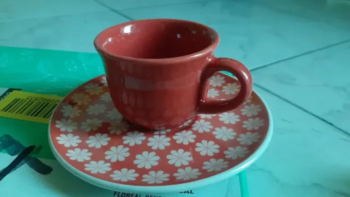 Conjunto de 6 chicaras de café Oxford floral renda pequena