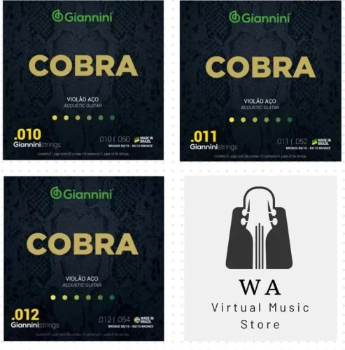 Encordoamento Cordas para Violão Aço Giannini .010, .011 e .012