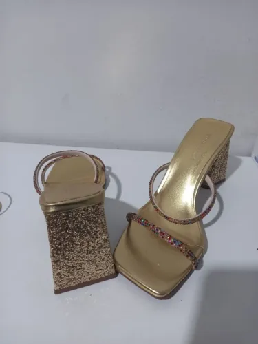 Tamanco salto glitter Constance