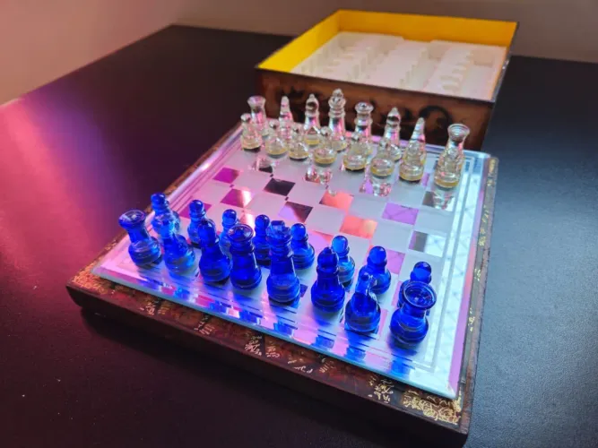 Jogo de xadrez de vidro decorativo