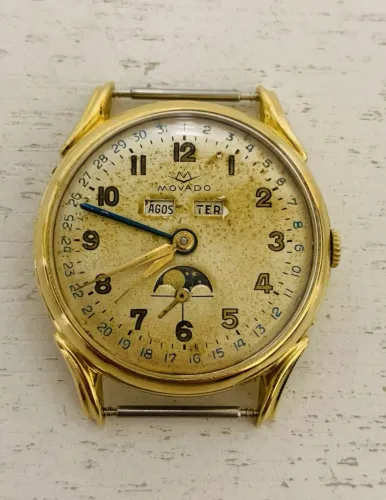 Relógio 1950s Movado Fases da Lua - Triplo Calendário - Cal. 473 - 36mm